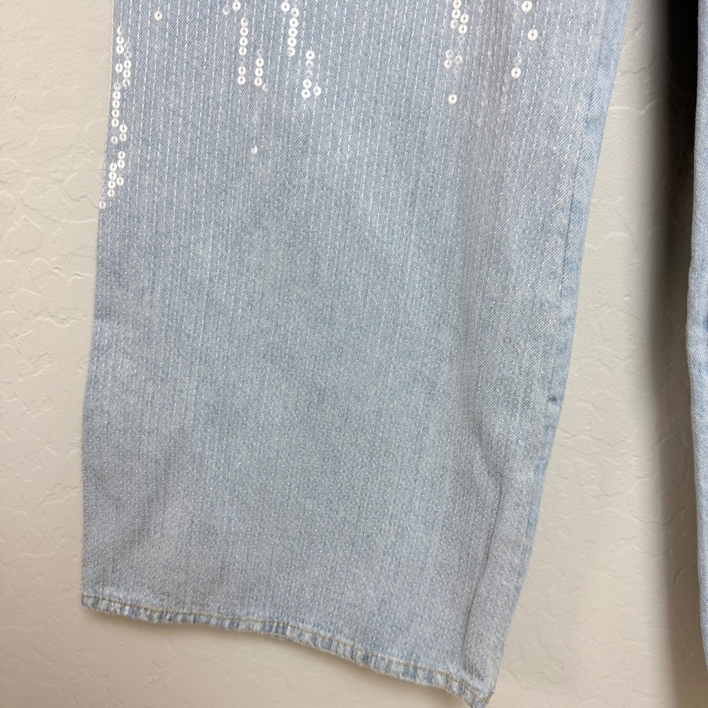 NEW Pilcro Sequin Wide Leg Jeans 28 Light Wash Denim High Rise Pants FLAW - Picture 4 of 16